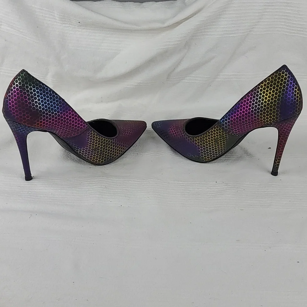 Bella‎ Luna Womens Stiletto Heels Pumps Shoes Colorful Holographic Sz 7.5 EUC